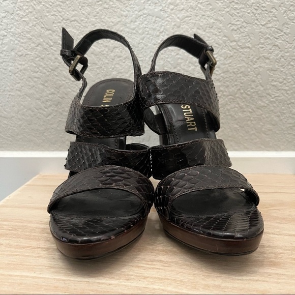 Colin Stuart Brown Snakeskin Strappy Heeled Sandals 5 - Picture 4 of 6